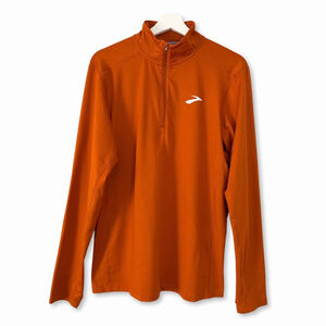 Brooks Orange Long Sleeve 1/4 Zip Running Tee Men's Size Medium Athleisure